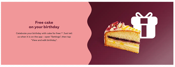 Free cake on your birthday at costa banner