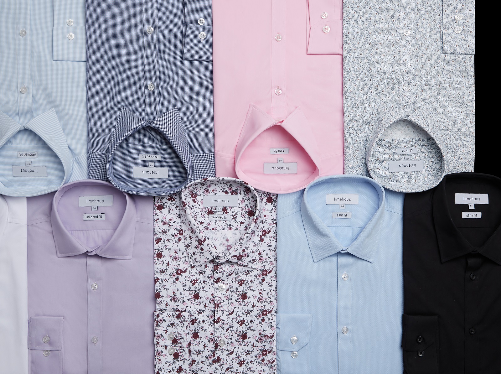A variety of different coloured and patterned shirts