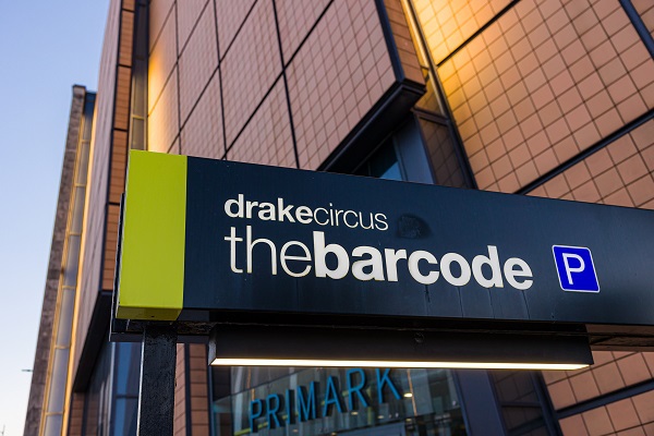 Photo of Drake Circus signage including parking symbol